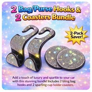 2 Bag Hooks & 2 Coasters Multicolored